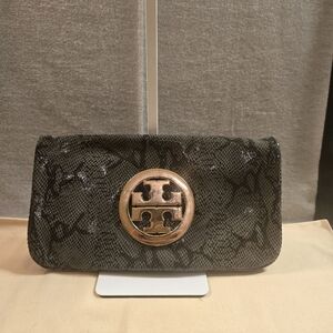 Tory Burch Black Clutch with Gold Logo